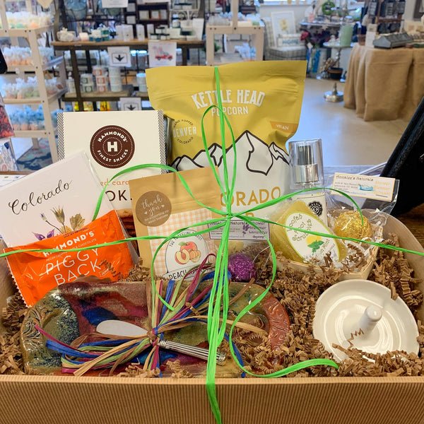 Shop small and support local Denver small businesses through the purchase of our Curate Gift Boxes and Care Packages.